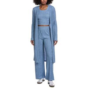 Marion Womens 3Pc Crinkle Cardigan Set, Blue